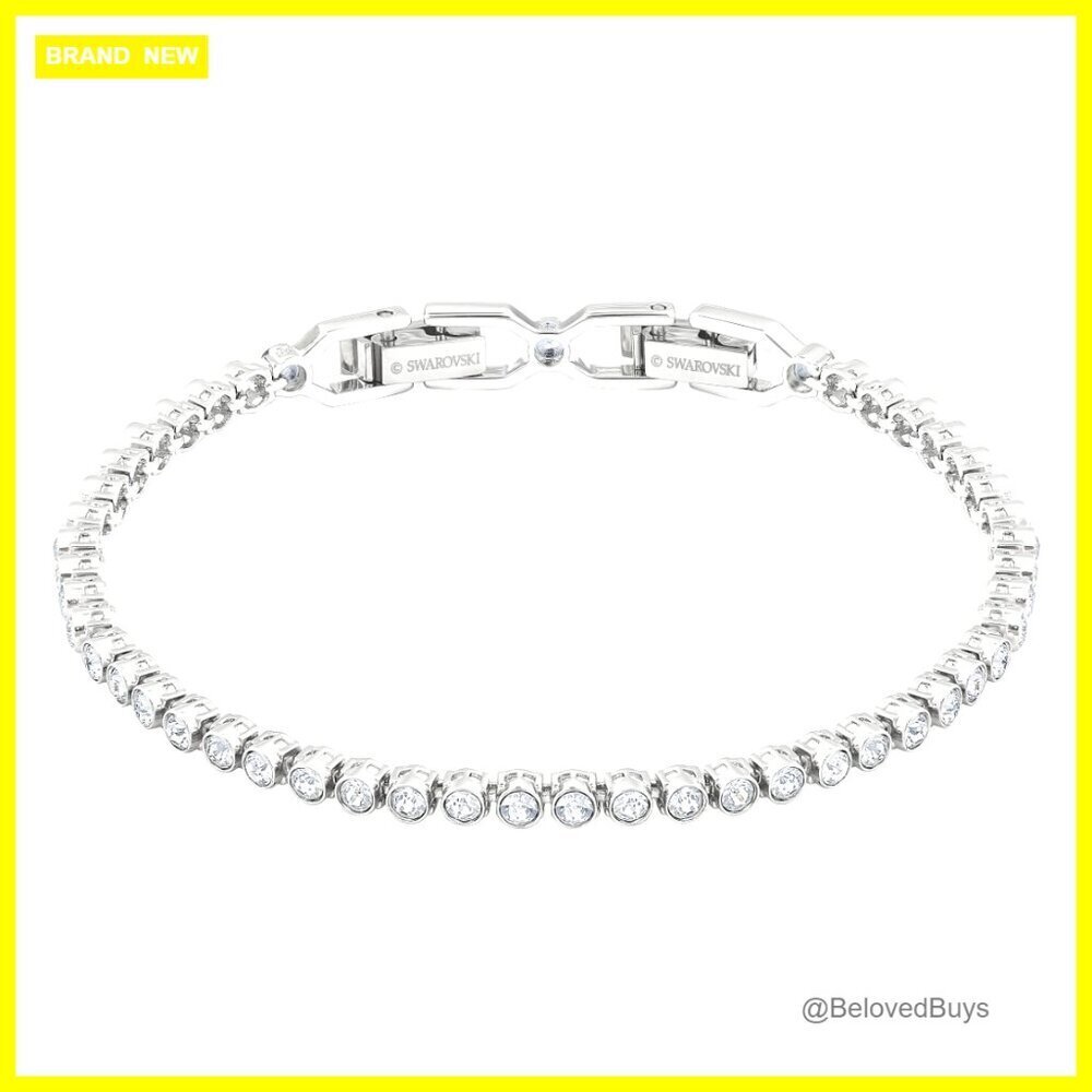 Rhodium Plated Crystal Tennis Bracelet with Extender, 6.89 Inches